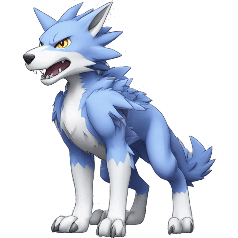  Cool Edgy Digimon-Fakemon-Garurumon-Loogamon-Dorulumon-Wolf full body emoji