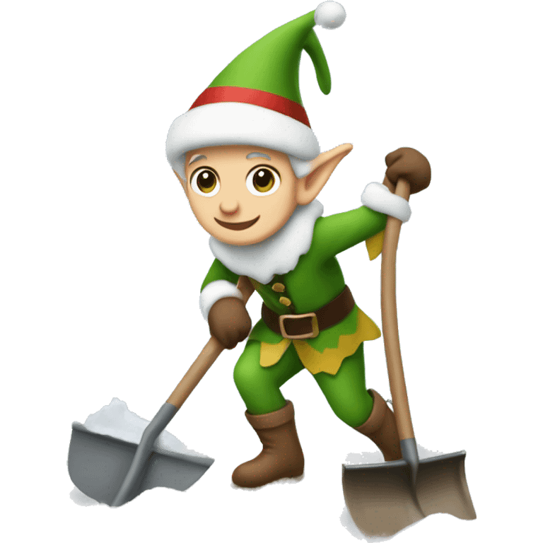 Elf shoveling snow emoji