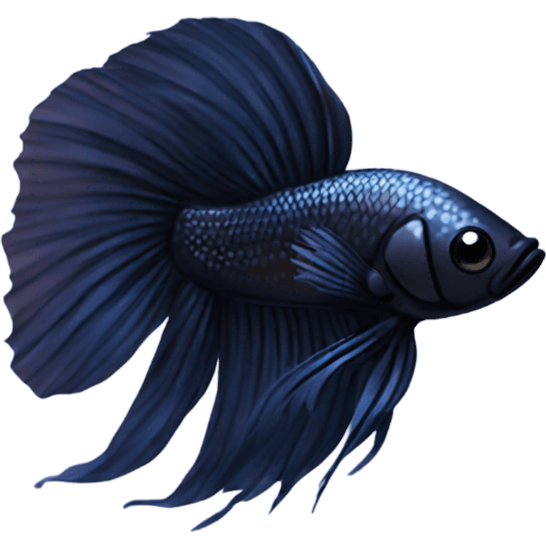 Black betta fish short fins emoji