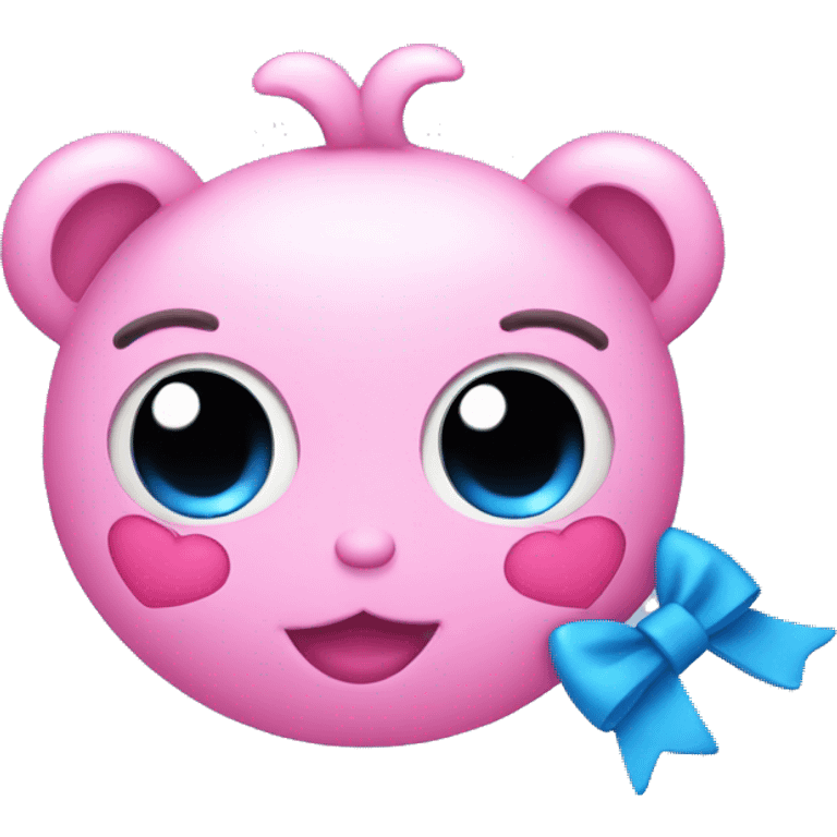 pink toy with heart eyes and a blue bow emoji