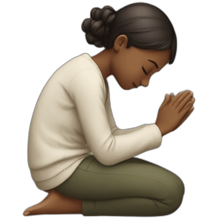 A girl on her knees praying emoji