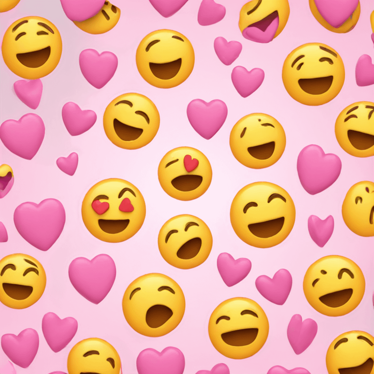 Happy emoji with pink hearts around emoji