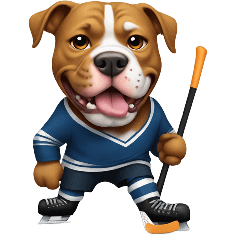 Pitbull playing hockey  emoji