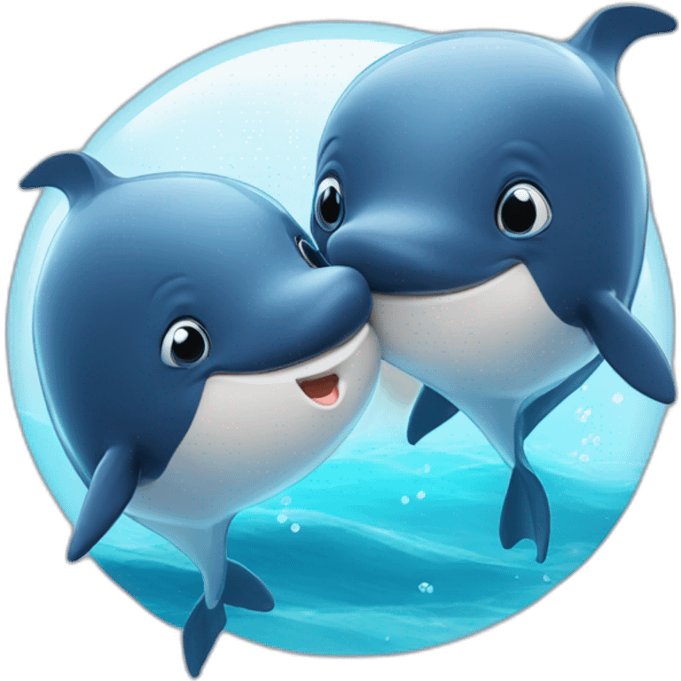 Dauphin kiss baleine emoji