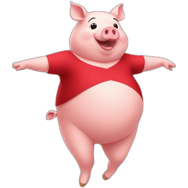 Fat Pig dancing Ballet with red shirt emoji