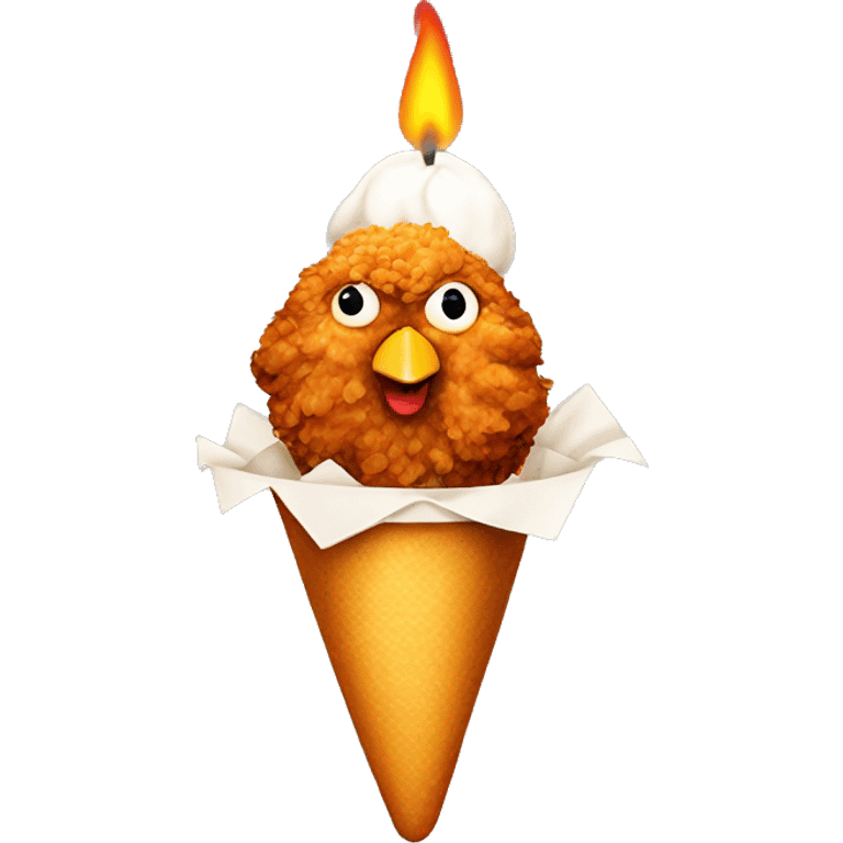 Fried chicken with a birthday candle on top emoji