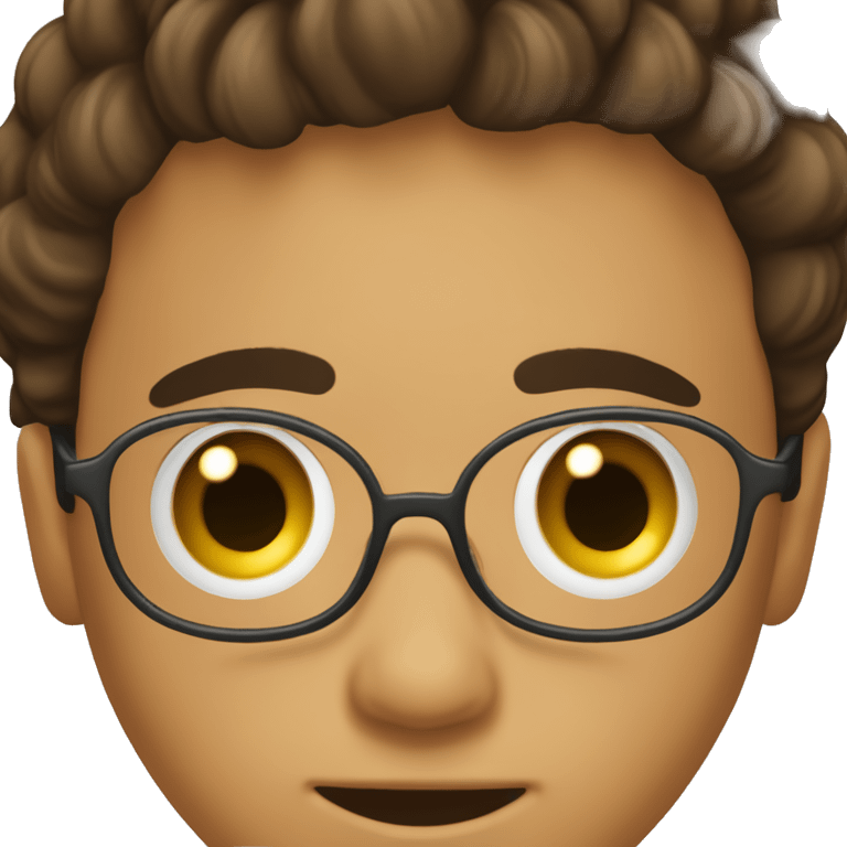 niño de lentes negros, cabello castaño oscuro laci emoji