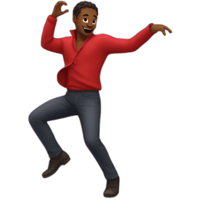 Man dancing in a red puddle emoji