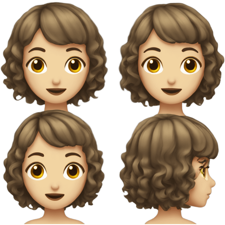 wavy short hair with bangs girl emoji