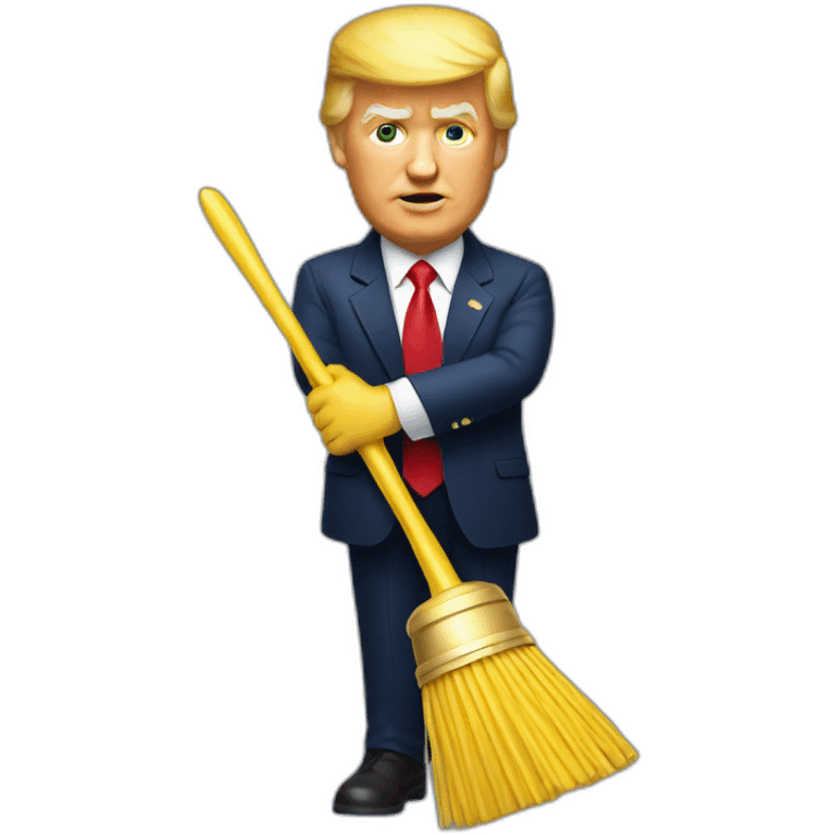 Trump with a golden toilet brush in hand emoji