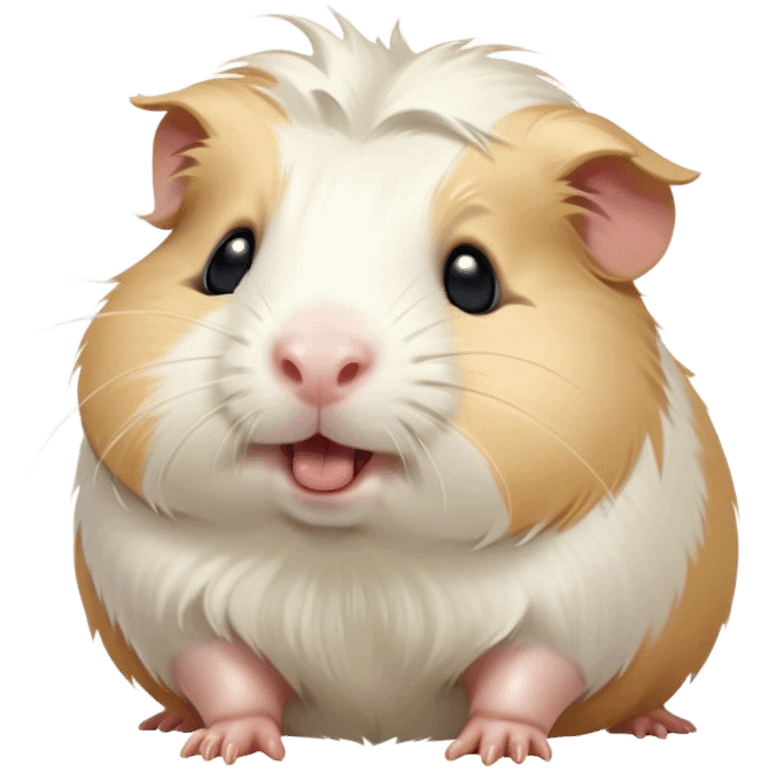 Cinematic Cute Yawning White Guinea Pig Portrait Emoji, Head tilted slightly with a dramatic, wide-open yawn, revealing a soft, downy white fur with tiny drooping ears, round dark eyes barely open in drowsy contentment, Simplified yet irresistibly adorable features, highly detailed, glowing with a soft, cozy glow, high shine, relaxed yet expressive, stylized with a touch of whimsy, bright and endearing, soft glowing outline, capturing the essence of a sleepy yet affectionate guinea pig, so drowsy it feels like it could stretch right out of the screen and curl up for a nap! emoji