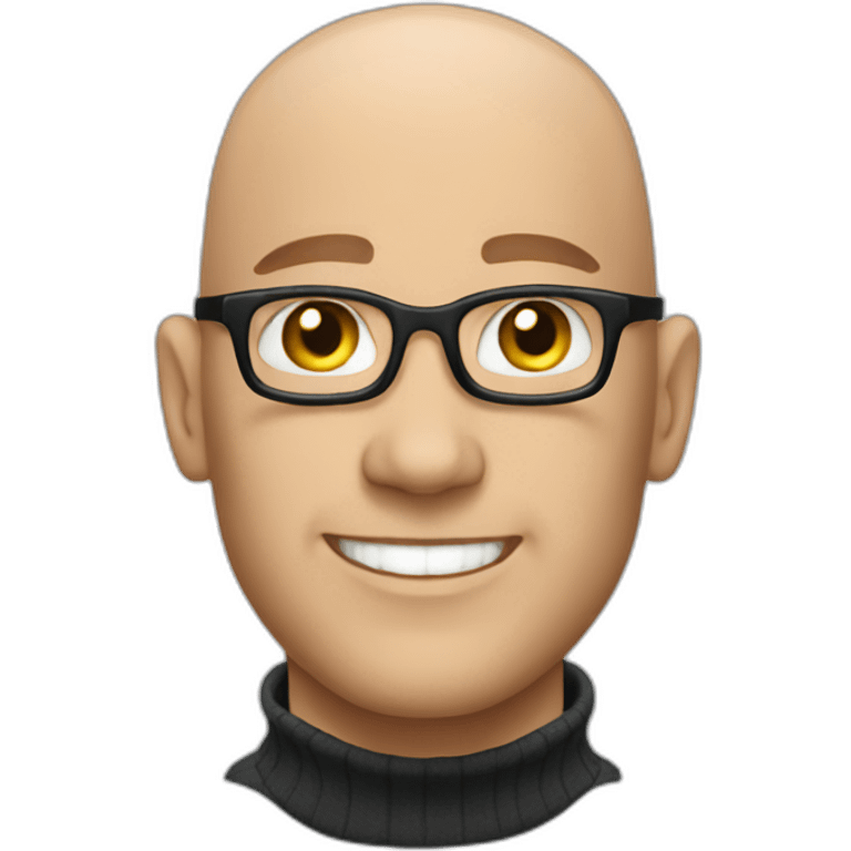 Bald happy white man with turtleneck emoji