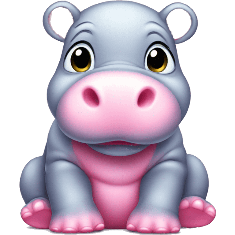 baby hippo with pink hai emoji