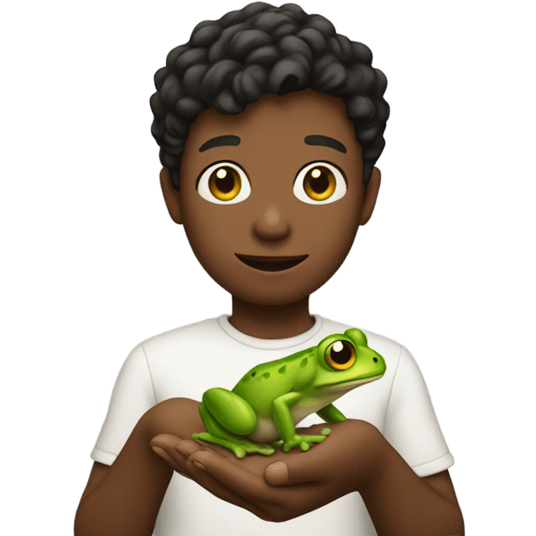 Boy with a frog in his hand emoji