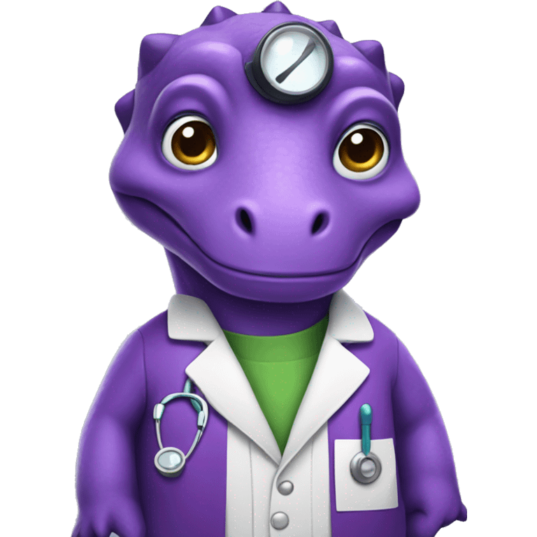 Purple dinosaur dressed as Doctor emoji