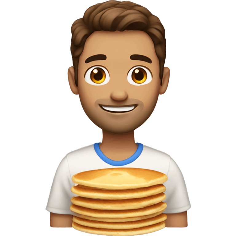 Brown hair guy with pancake emoji