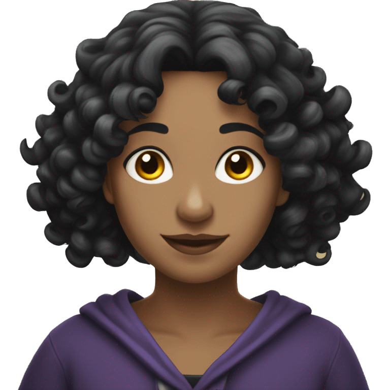 Three Caucasian witches curly black hair emoji