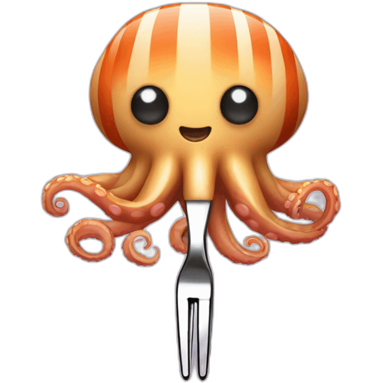 Striped Octopus with a fork emoji