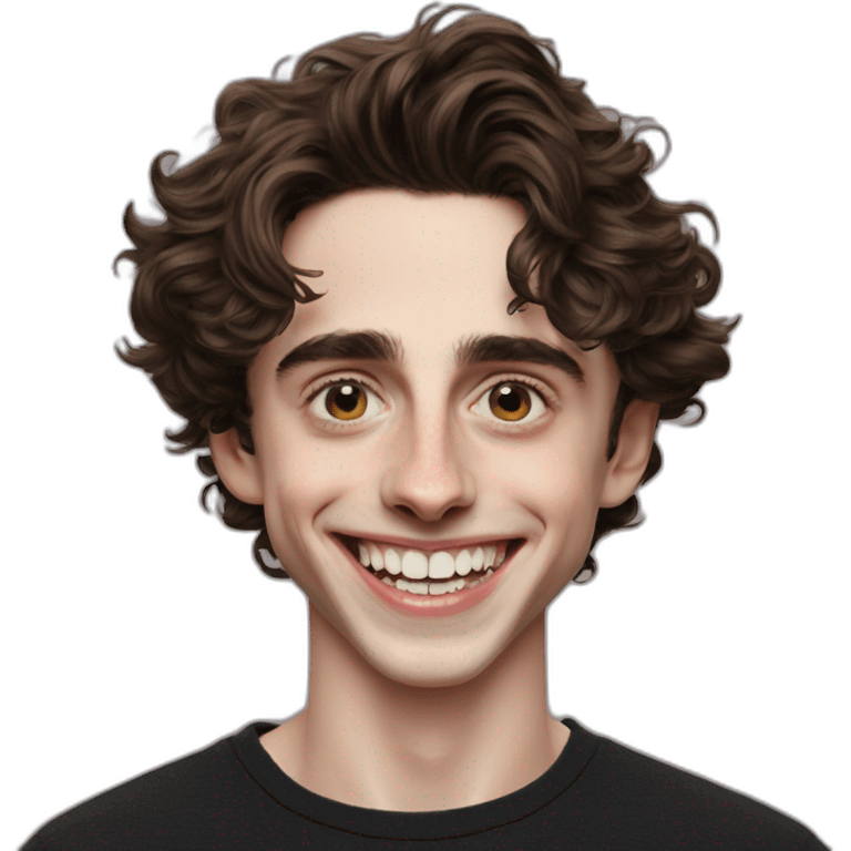 hyper realistic timothee chalamet showing teeth emoji