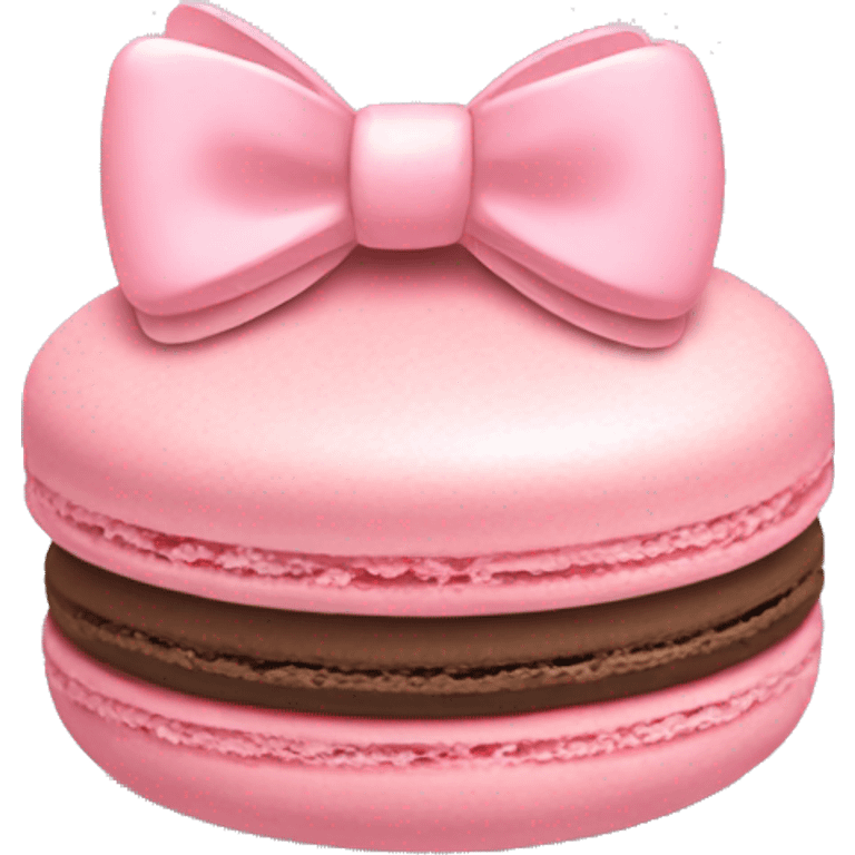 Pastel pink macaron with bow emoji