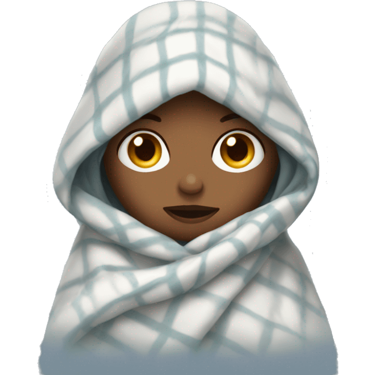 Cold girl in blanket  emoji