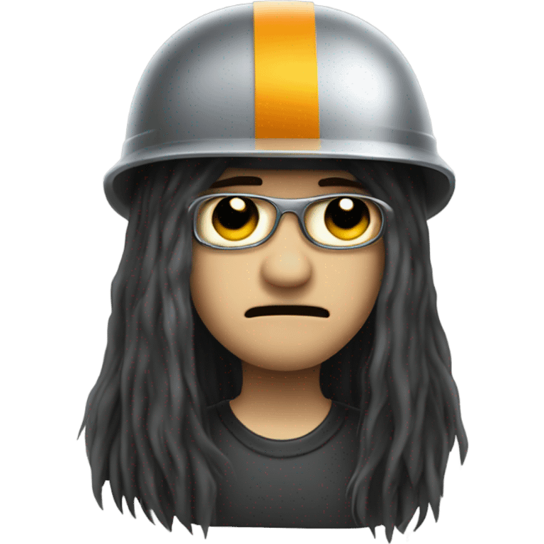 metalhead wearing a security hel emoji