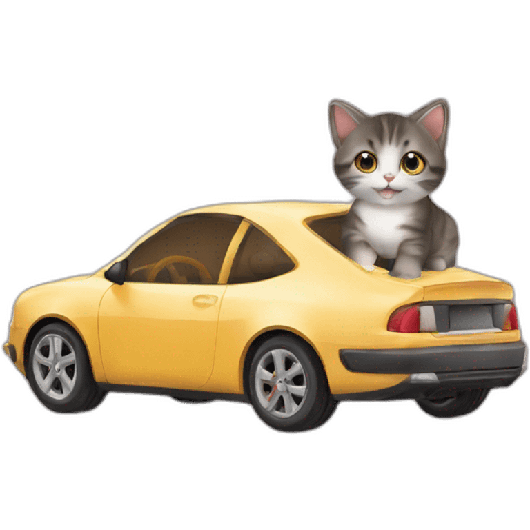 Chaton en voiture  emoji