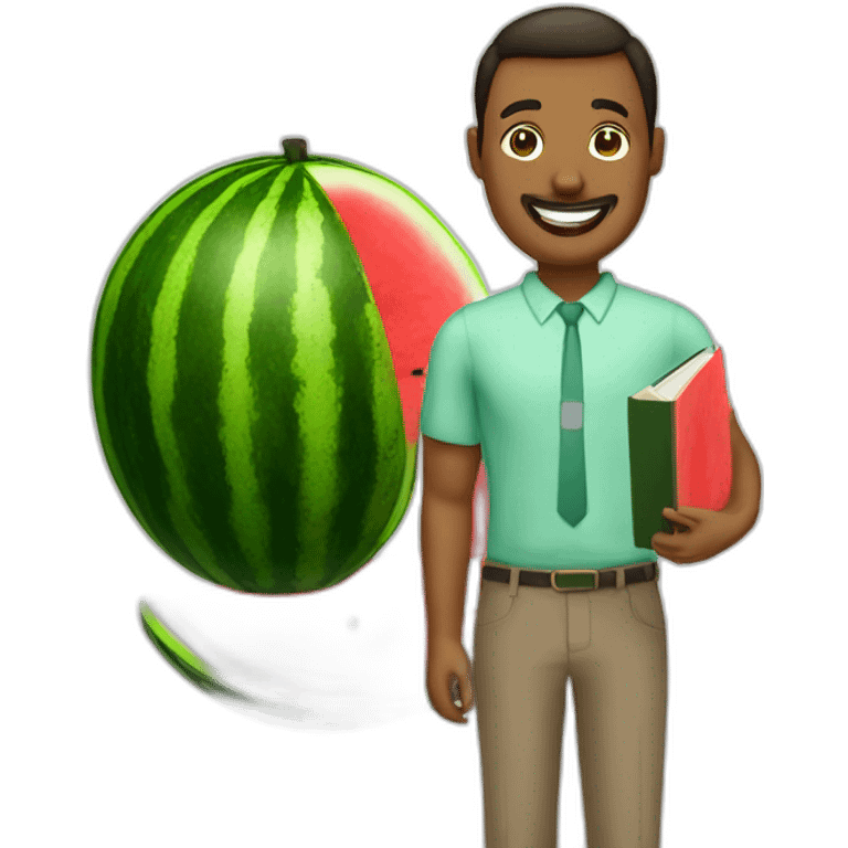 teacher with a book and a watermelon emoji