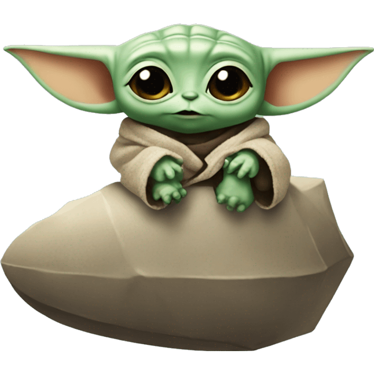 baby yoda on top of a dinosaur emoji