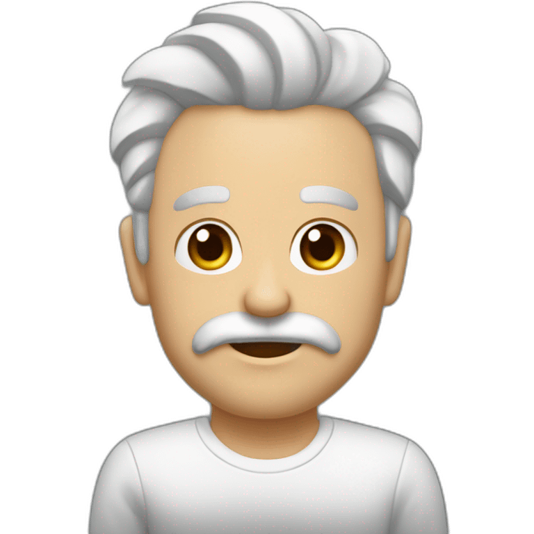 Hombre moreno con barba blanca en barbilla y delgado emoji