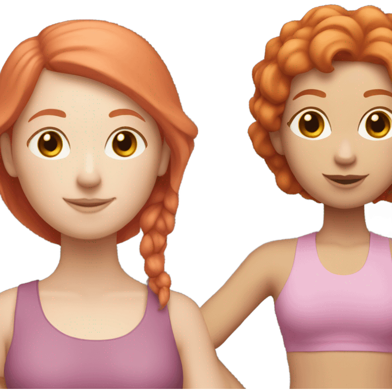 Yoga teacher, ginger and red hair, pink clothes emoji