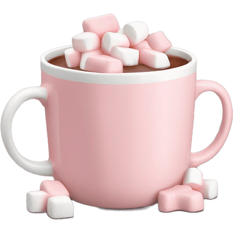 Light Pink mug of hot chocolate with marshmallows  emoji