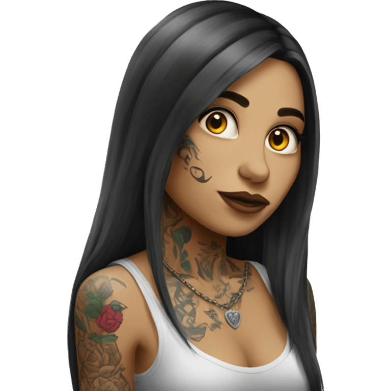 tattooed woman very attractive long hair emoji