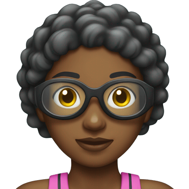 Black girl wearing googles swimming emoji