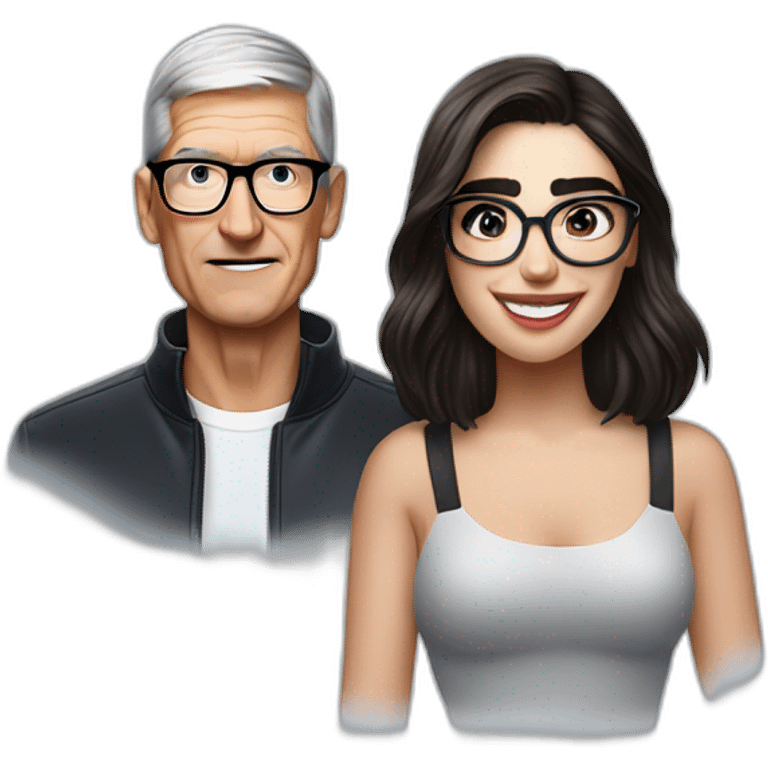 Tim Cook and dua lipa with eyeglasses emoji