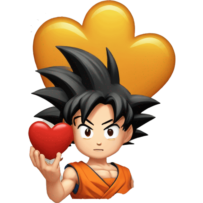 Goku con un corazon en sus manos emoji