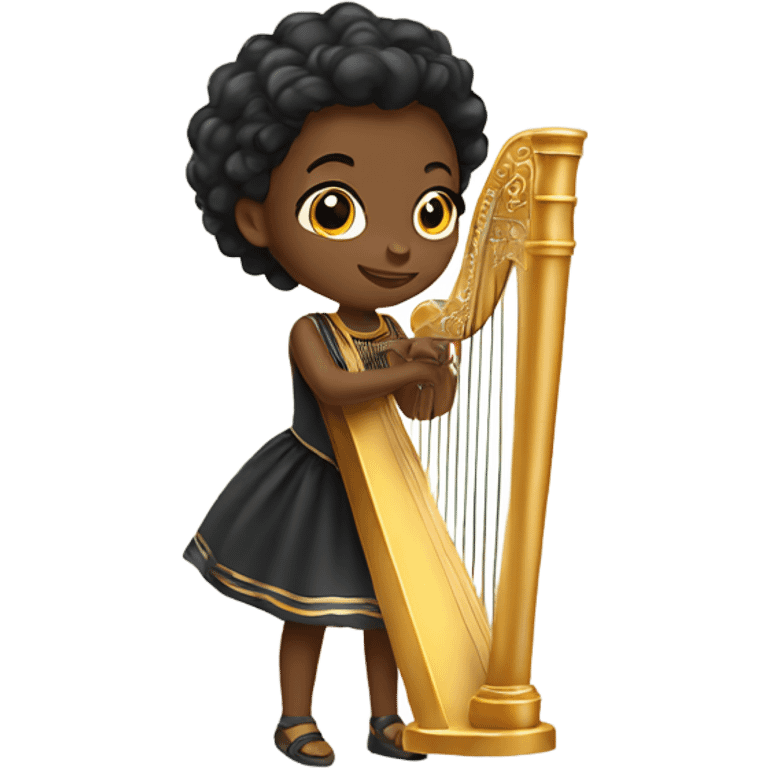 Pretty black girl in dress playing the harp  emoji