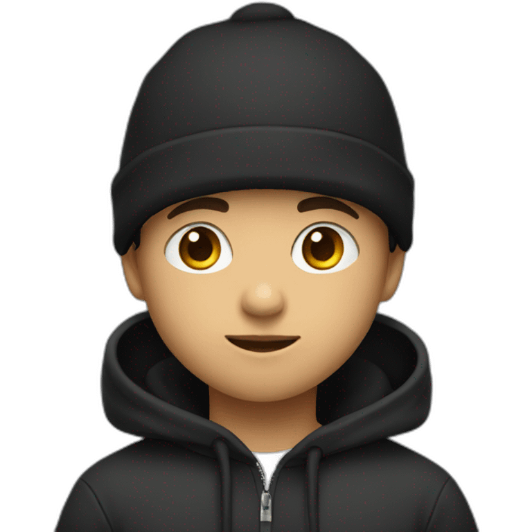 Boy whit black hat and hoodie emoji