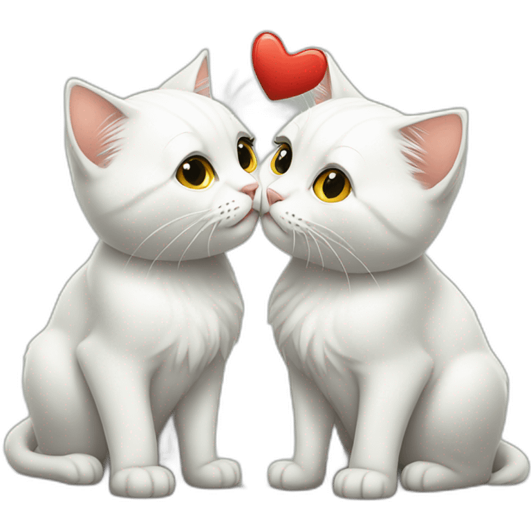 Two White cats kiss emoji