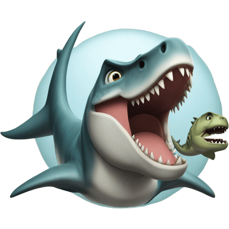 dinosaur riding a shark emoji