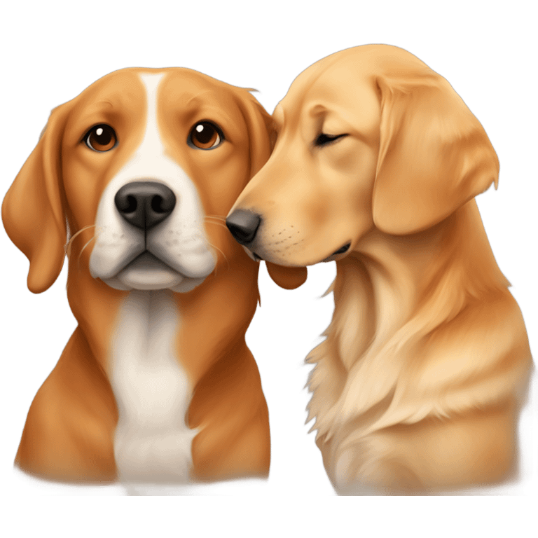 Couple kissing and fox red Labrador and golden retriever  emoji