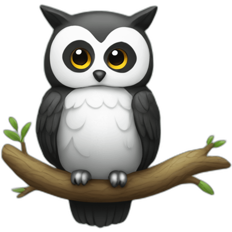 Owl sitting on panda emoji