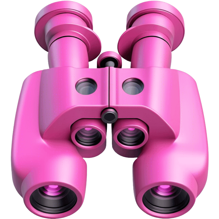 3D robotic binoculars with a pink color, featuring two eyes, viewed from an angled perspective emoji