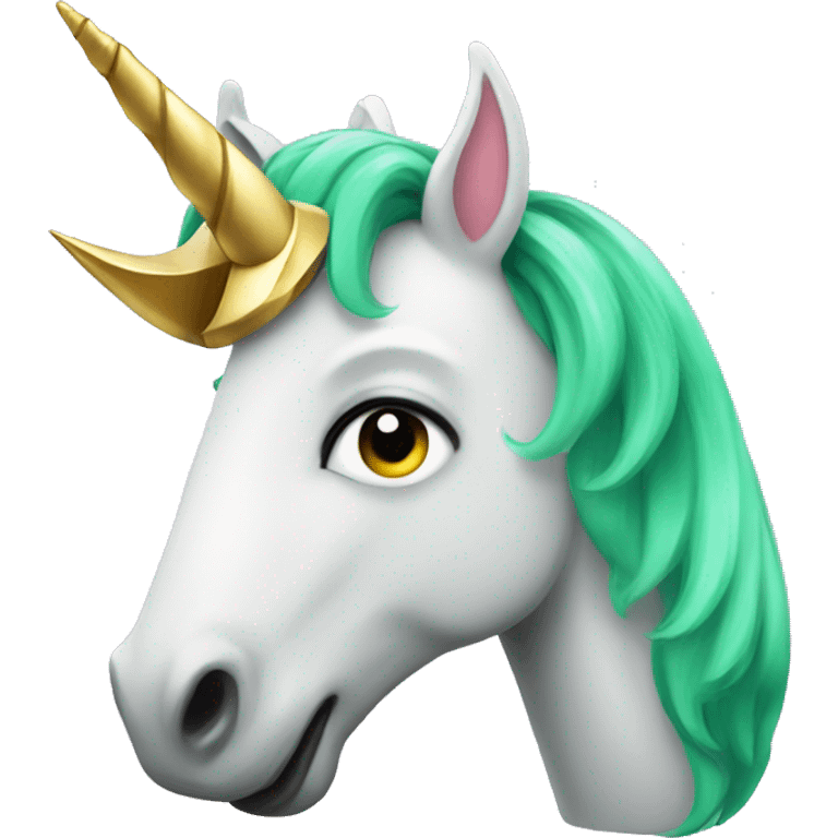 unicorn with green horn emoji