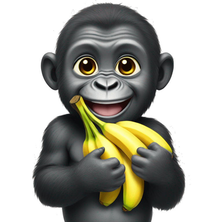 Smiling baby gorilla holding a banana emoji