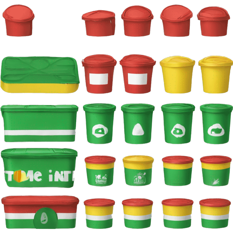 red, green, yellow bin lids emoji