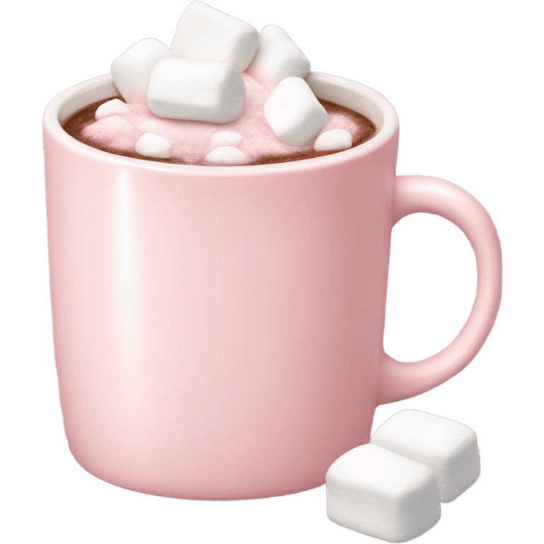 Light Pink mug of hot chocolate with marshmallows  emoji