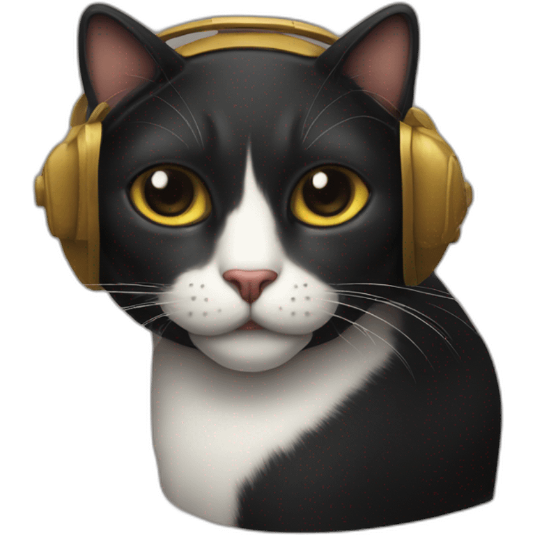 Gato negro con casco mobero emoji