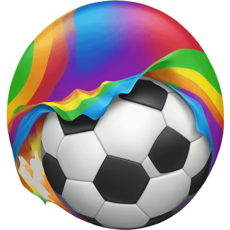 soccer ball with rainbow emoji