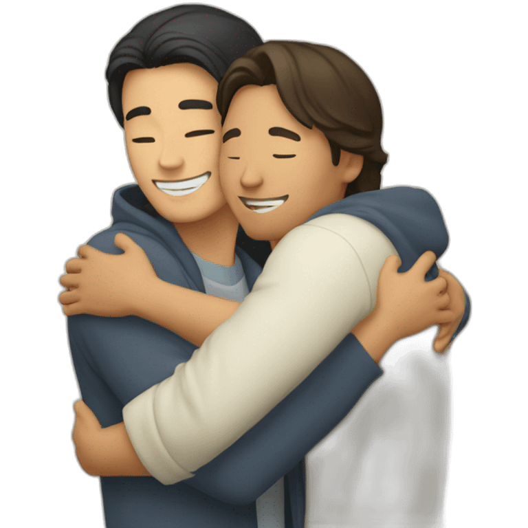 Asian male Berkeley student hugging jesus christ emoji